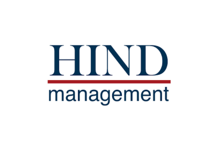 Blue and red text logo for HIND Management, a Safe365 client